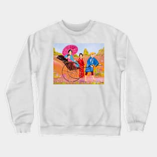 Japanese Rickshaw With Passengers Crewneck Sweatshirt